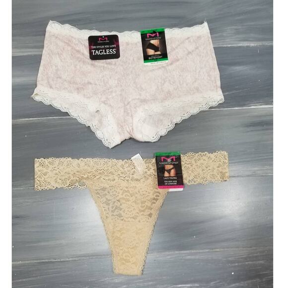 Maidenform Underwear 1 Boyshort‎ and 1 Lace Thong Size 7 Large - Picture 1 of 6
